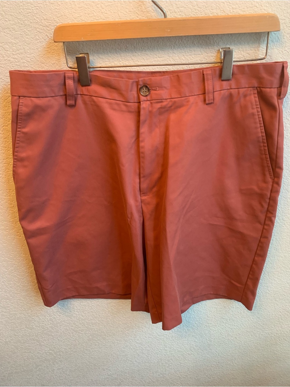 Izod Men's Flat-Front Chino Shorts in Rust